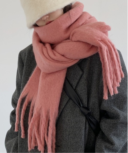 Per sist ence（パーシエンス）の「ボリュームフリンジマフラー（マフラー・レディース・ホワイト/グリーン/ピンク/ベージュ/オフホワイト/グレー/ブルー/ブラック/ライトピンク/ライトブルー・FREE）」の10枚目の写真