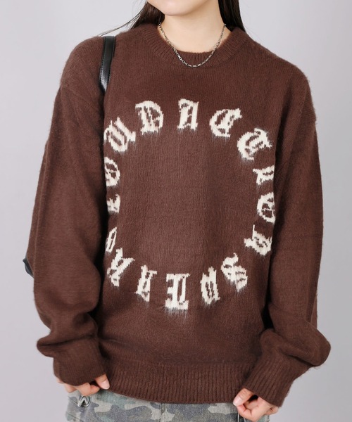 SPINNS(スピンズ)の「グランジ&ストリート/高品質サークルロゴシャギーニット(ニット/セーター・メンズ・チャコール/ブラウン/ブラック・ONESIZE)」の3枚目の写真