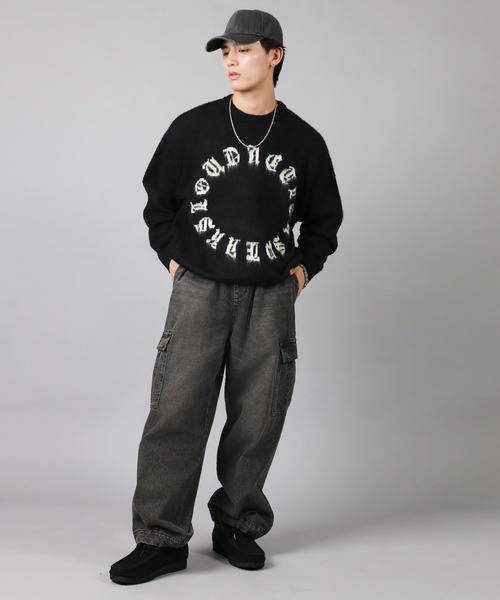 SPINNS(スピンズ)の「グランジ&ストリート/高品質サークルロゴシャギーニット(ニット/セーター・メンズ・チャコール/ブラウン/ブラック・ONESIZE)」の22枚目の写真