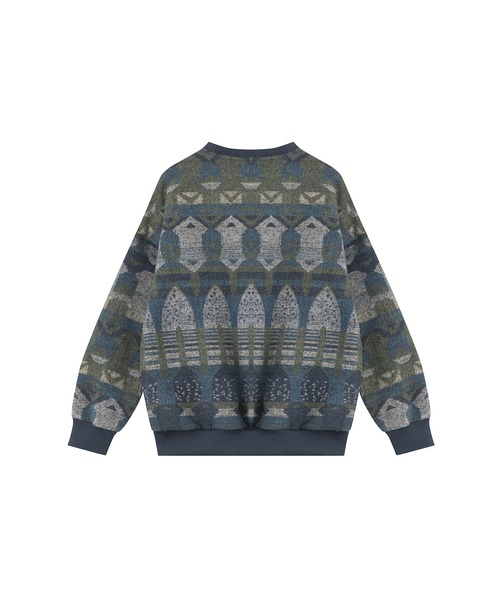 HOOK(フック)の「HOOK -select- レトロ調ジャカードセーター(ニット/セーター・メンズ・ネイビー/チョコ・L/XL/M)」の5枚目の写真