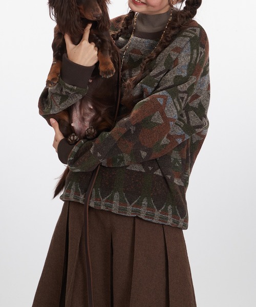 HOOK(フック)の「HOOK -select- レトロ調ジャカードセーター(ニット/セーター・メンズ・ネイビー/チョコ・L/XL/M)」の14枚目の写真