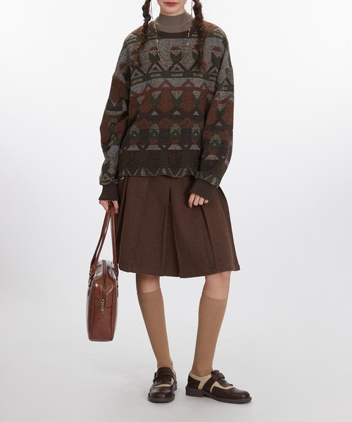 HOOK(フック)の「HOOK -select- レトロ調ジャカードセーター(ニット/セーター・メンズ・ネイビー/チョコ・L/XL/M)」の20枚目の写真