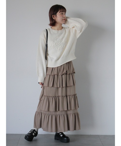 ehka sopo(エヘカソポ)の「ハートロゴニット(ニット/セーター・レディース・キナリ/サックスブルー/レッド・F)」の7枚目の写真