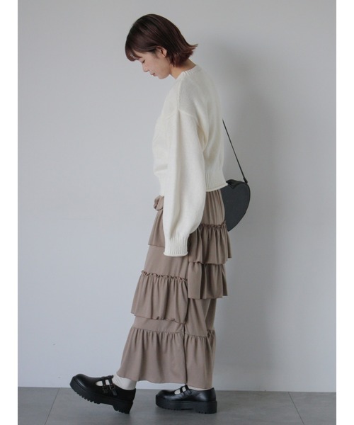 ehka sopo(エヘカソポ)の「ハートロゴニット(ニット/セーター・レディース・キナリ/サックスブルー/レッド・F)」の9枚目の写真