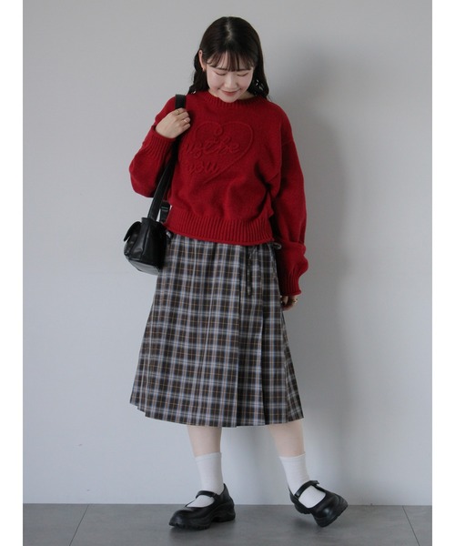 ehka sopo(エヘカソポ)の「ハートロゴニット(ニット/セーター・レディース・キナリ/サックスブルー/レッド・F)」の15枚目の写真