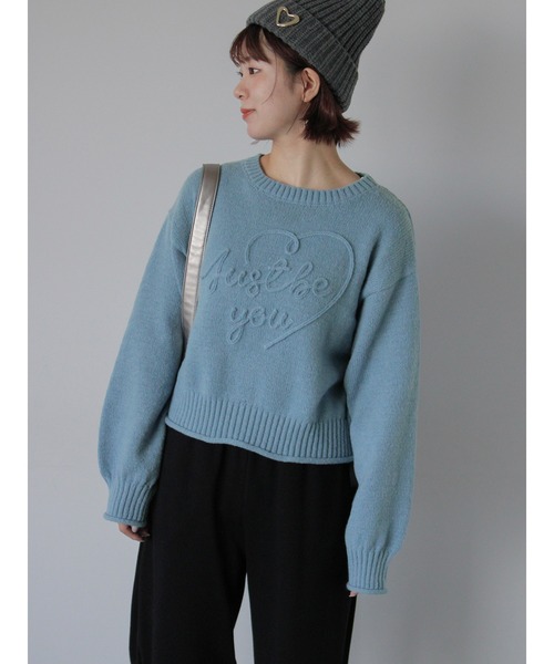 ehka sopo(エヘカソポ)の「ハートロゴニット(ニット/セーター・レディース・キナリ/サックスブルー/レッド・F)」の18枚目の写真