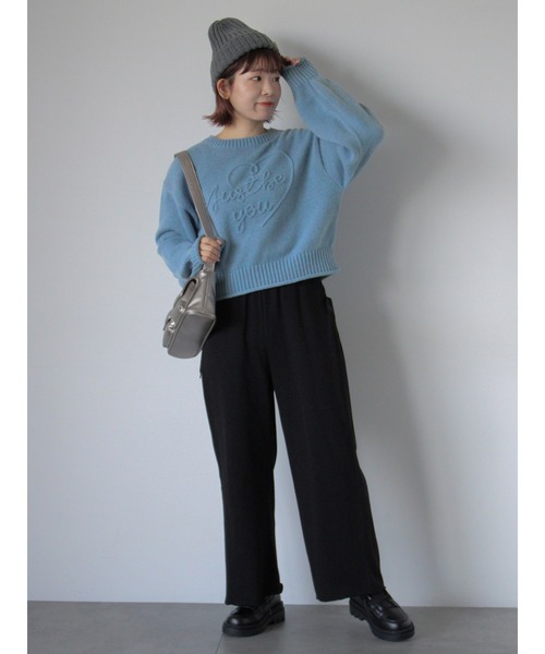 ehka sopo(エヘカソポ)の「ハートロゴニット(ニット/セーター・レディース・キナリ/サックスブルー/レッド・F)」の22枚目の写真