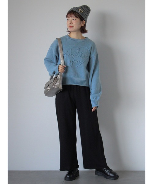 ehka sopo(エヘカソポ)の「ハートロゴニット(ニット/セーター・レディース・キナリ/サックスブルー/レッド・F)」の21枚目の写真