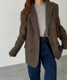 匿名配送　El mar ヘリンボーン　テーラード　ジャケット　茶　ジャコット 88802651b_17_d_215.jpg