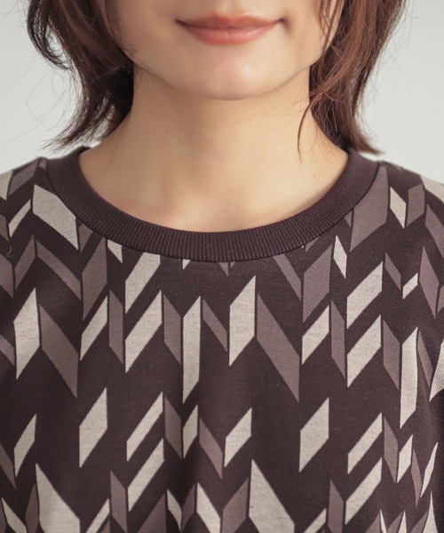 n'OrLABEL(ノアールレーベル)の「幾何学柄ジャカードカットソー(Tシャツ/カットソー・レディース・カーキ/ブラウン/ブラック・FREE)」の21枚目の写真