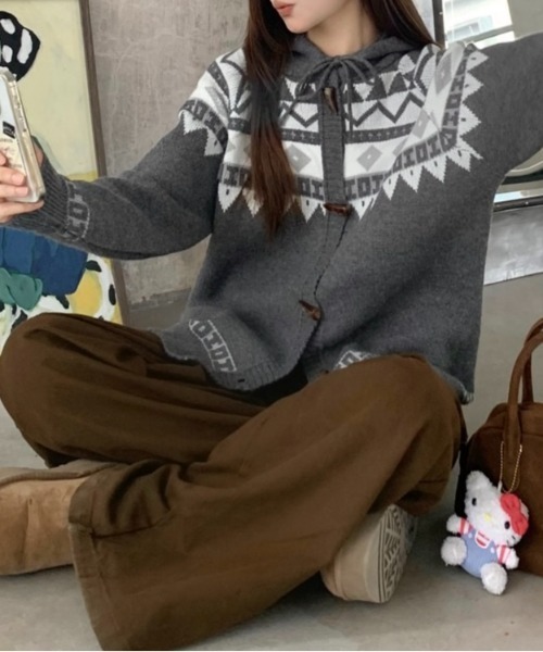 セール】オルテガ柄ニットパーカー（ニット/セーター）｜LADY LIKE