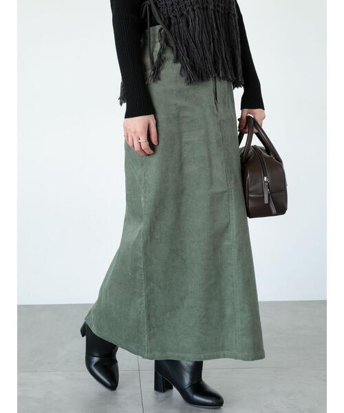 Lugnoncure（ルノンキュール）の「【選べる着丈】コーデュロイスカート（スカート・レディース・カーキ/ブラウン/オフホワイト/チャコールグレー・ﾌﾘｰ(M)/ﾌﾘｰ(L)）」の4枚目の写真