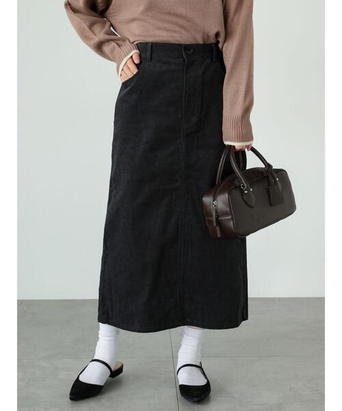 Lugnoncure（ルノンキュール）の「【選べる着丈】コーデュロイスカート（スカート・レディース・カーキ/ブラウン/オフホワイト/チャコールグレー・ﾌﾘｰ(M)/ﾌﾘｰ(L)）」の3枚目の写真