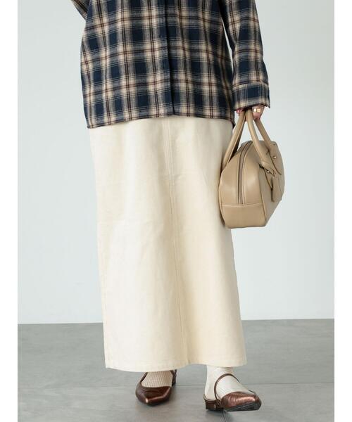 Lugnoncure（ルノンキュール）の「【選べる着丈】コーデュロイスカート（スカート・レディース・カーキ/ブラウン/オフホワイト/チャコールグレー・ﾌﾘｰ(M)/ﾌﾘｰ(L)）」の6枚目の写真