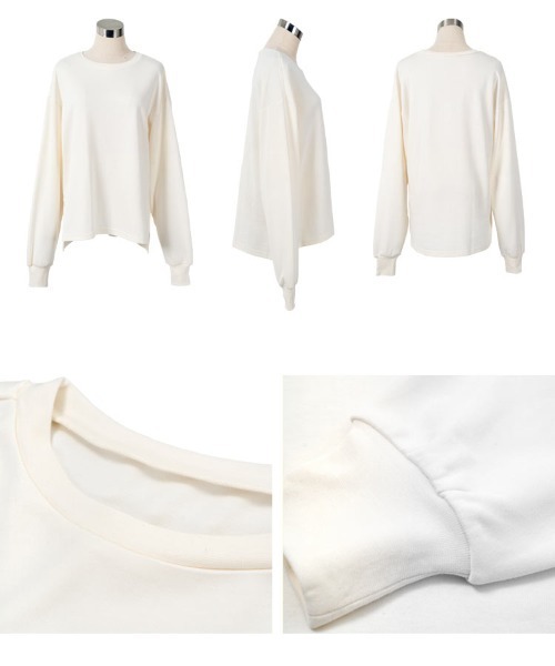 KOBE LETTUCE（コウベレタス）の「[選べるサイズ M/L/XL ] コットンブレンドあったかオーバーT（Tシャツ/カットソー・レディース・ホワイト/ボルドー/アイボリー系/ブラック・L/M/XL）」の11枚目の写真