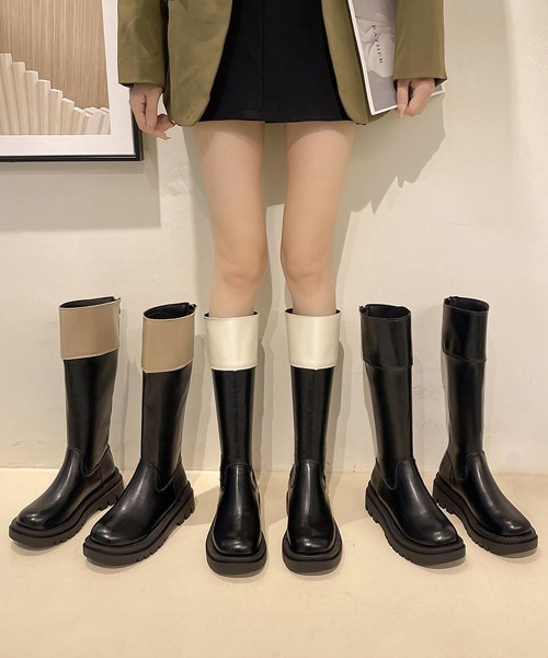 Miniministore(ミニミニストア)の「厚底ロングブーツ ジョッキー 韓国風(ブーツ・レディース・モカ/ブラック/アイボリー・22.5cm/23.0cm/23.5cm/24.0cm/25.0cm/24.5cm)」の11枚目の写真