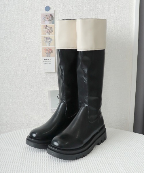 Miniministore(ミニミニストア)の「厚底ロングブーツ ジョッキー 韓国風(ブーツ・レディース・モカ/ブラック/アイボリー・22.5cm/23.0cm/23.5cm/24.0cm/25.0cm/24.5cm)」の16枚目の写真