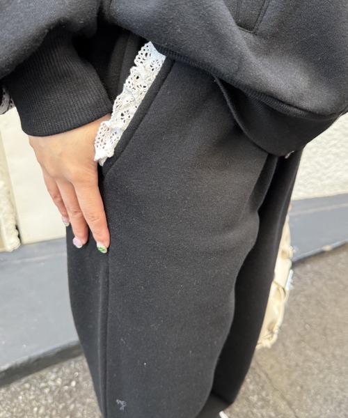 nemne store（ネンネストア）の「【Seoup】裏起毛レーススウェットパンツ（その他パンツ・レディース・杢グレー/ブラック・SMALL/MEDIUM）」の6枚目の写真