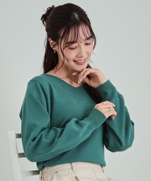 DRESKIP | 【高レビュー/S-LL/洗える】ほんのりラメ感が華やか 浅Vネックニット(ニット/セーター)