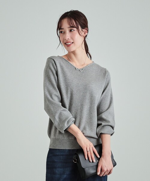 DRESKIP(ドレスキップ)の「◆【高レビュー/S-LL/洗える】ほんのりラメ感が華やか 浅Vネックニット(ニット/セーター・レディース・ダークグレー/グリーン/ブラック/アイボリー・04/03/02/01)」の13枚目の写真