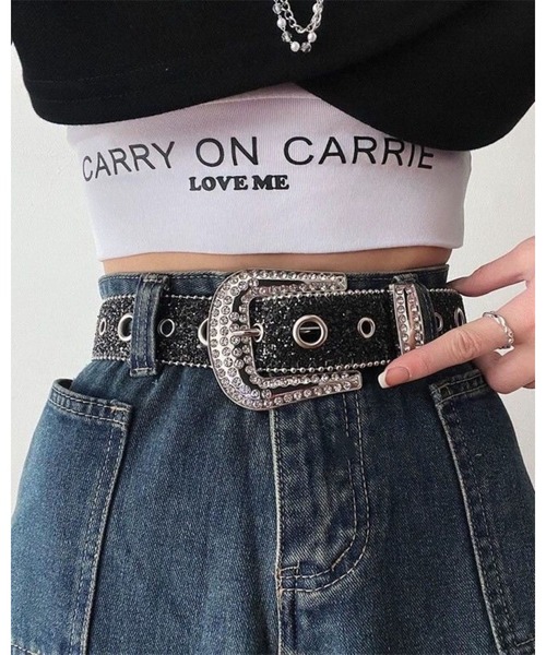 AD2021 コムデギャルソン ドッキング半袖ニット ラメ レース ベルト セール】ラインストーンバックルラメベルト（ベルト）｜FUNdaysion