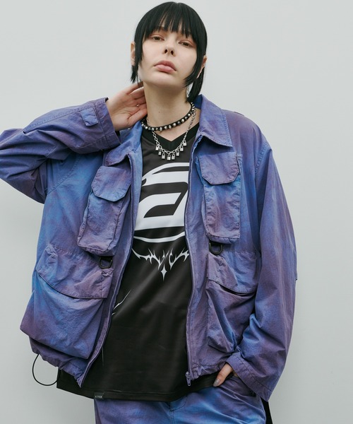 AIVER(アイバー)の「AIVER ムラ染めナイロンボンテージブルゾン(ブルゾン・メンズ・ブラック/ライトグレー/パープル・LARGE/MEDIUM/SMALL)」の3枚目の写真