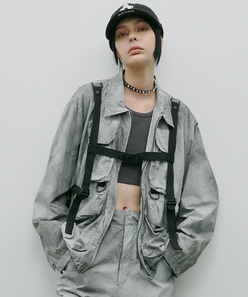 AIVER(アイバー)の「AIVER ムラ染めナイロンボンテージブルゾン(ブルゾン・メンズ・ブラック/ライトグレー/パープル・LARGE/MEDIUM/SMALL)」の1枚目の写真
