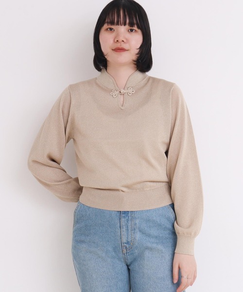 ニット セーター llic yarn 華釦プルオーバー レディース セール】Metallic yarn 華釦プルオーバー（ニット/セーター）｜I