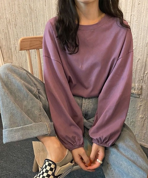 blackdia ocean(ブラックダイヤオーシャン)の「blackdia ocean ボリュームスリーブカットソー(Tシャツ/カットソー・レディース・ライトブルー/ブラック/ワインレッド/ピンク/ホワイト/パープル・LARGE/MEDIUM)」の5枚目の写真