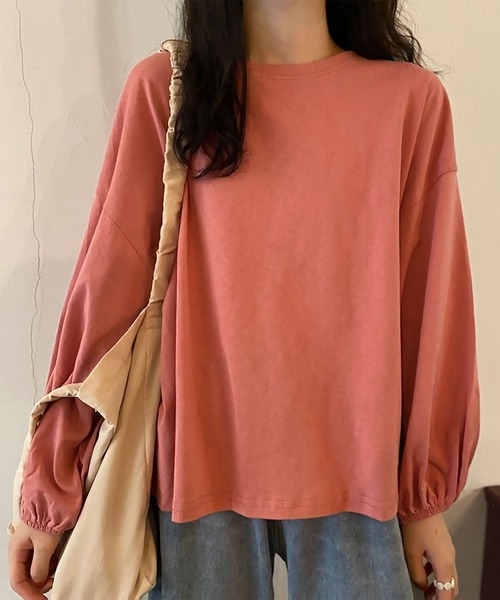 blackdia ocean(ブラックダイヤオーシャン)の「blackdia ocean ボリュームスリーブカットソー(Tシャツ/カットソー・レディース・ライトブルー/ブラック/ワインレッド/ピンク/ホワイト/パープル・LARGE/MEDIUM)」の1枚目の写真