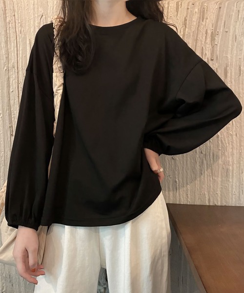 blackdia ocean(ブラックダイヤオーシャン)の「blackdia ocean ボリュームスリーブカットソー(Tシャツ/カットソー・レディース・ライトブルー/ブラック/ワインレッド/ピンク/ホワイト/パープル・LARGE/MEDIUM)」の3枚目の写真