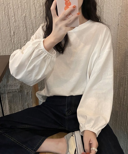blackdia ocean(ブラックダイヤオーシャン)の「blackdia ocean ボリュームスリーブカットソー(Tシャツ/カットソー・レディース・ライトブルー/ブラック/ワインレッド/ピンク/ホワイト/パープル・LARGE/MEDIUM)」の7枚目の写真