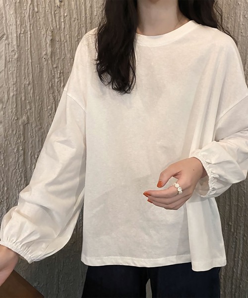 blackdia ocean(ブラックダイヤオーシャン)の「blackdia ocean ボリュームスリーブカットソー(Tシャツ/カットソー・レディース・ライトブルー/ブラック/ワインレッド/ピンク/ホワイト/パープル・LARGE/MEDIUM)」の8枚目の写真