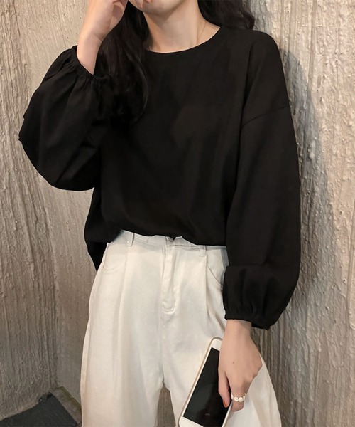blackdia ocean(ブラックダイヤオーシャン)の「blackdia ocean ボリュームスリーブカットソー(Tシャツ/カットソー・レディース・ライトブルー/ブラック/ワインレッド/ピンク/ホワイト/パープル・LARGE/MEDIUM)」の9枚目の写真