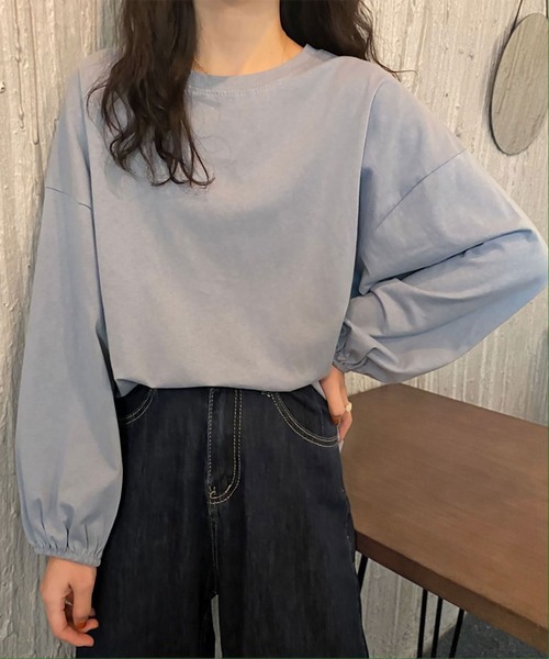 blackdia ocean(ブラックダイヤオーシャン)の「blackdia ocean ボリュームスリーブカットソー(Tシャツ/カットソー・レディース・ライトブルー/ブラック/ワインレッド/ピンク/ホワイト/パープル・LARGE/MEDIUM)」の12枚目の写真