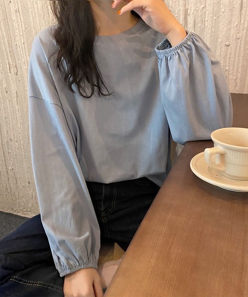 blackdia ocean(ブラックダイヤオーシャン)の「blackdia ocean ボリュームスリーブカットソー(Tシャツ/カットソー・レディース・ライトブルー/ブラック/ワインレッド/ピンク/ホワイト/パープル・LARGE/MEDIUM)」の13枚目の写真