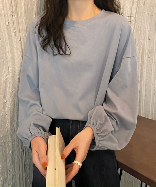 blackdia ocean(ブラックダイヤオーシャン)の「blackdia ocean ボリュームスリーブカットソー(Tシャツ/カットソー・レディース・ライトブルー/ブラック/ワインレッド/ピンク/ホワイト/パープル・LARGE/MEDIUM)」の14枚目の写真