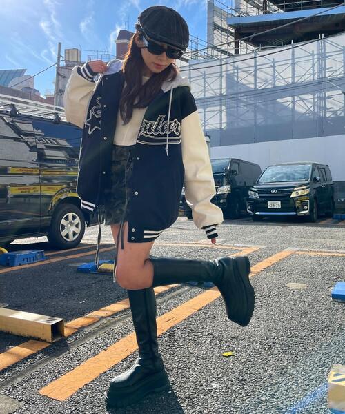 WEGO（ウィゴー）の「WEGO/フード付ビッグスタジャン（スタジャン・レディース・グリーン/ブラック・FREE）」の5枚目の写真