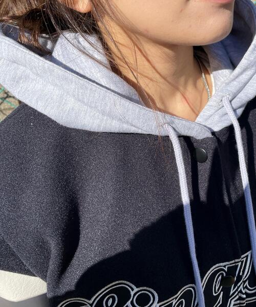 WEGO（ウィゴー）の「WEGO/フード付ビッグスタジャン（スタジャン・レディース・グリーン/ブラック・FREE）」の7枚目の写真