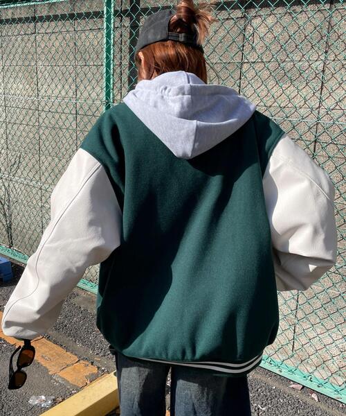 WEGO（ウィゴー）の「WEGO/フード付ビッグスタジャン（スタジャン・レディース・グリーン/ブラック・FREE）」の20枚目の写真