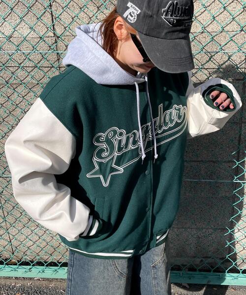 WEGO（ウィゴー）の「WEGO/フード付ビッグスタジャン（スタジャン・レディース・グリーン/ブラック・FREE）」の17枚目の写真