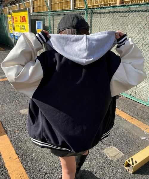 WEGO（ウィゴー）の「WEGO/フード付ビッグスタジャン（スタジャン・レディース・グリーン/ブラック・FREE）」の14枚目の写真