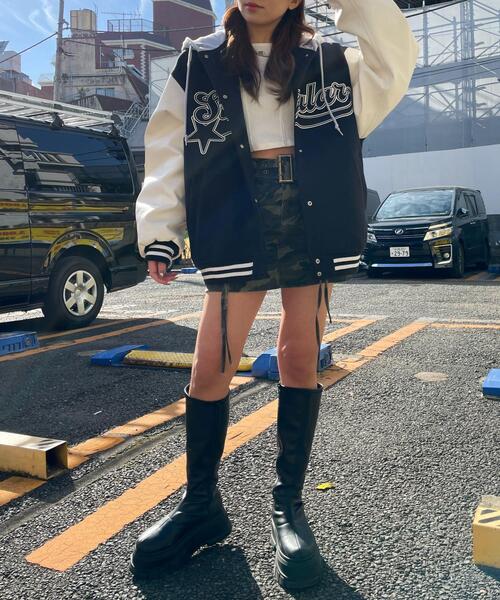 WEGO（ウィゴー）の「WEGO/フード付ビッグスタジャン（スタジャン・レディース・グリーン/ブラック・FREE）」の16枚目の写真