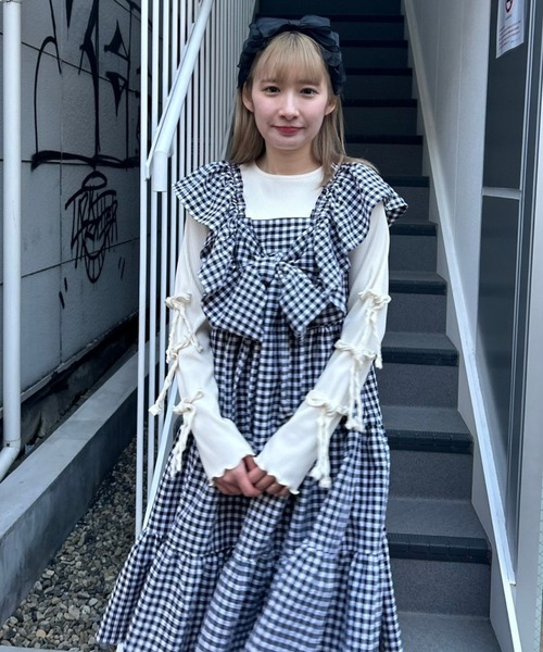 Candy Stripper(キャンディストリッパー)の「MISS YOU CHECK ワンピース(ワンピース・レディース・ホワイト×ブラック/グリーン/ブラウン・FREE)」の6枚目の写真