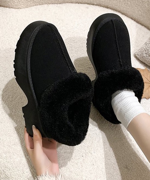 Lace Ladies（レースレディース）の「スエード調 厚底 ショート ムートン ブーツ（ブーツ・レディース・ブラック/ベージュ/ブラウン・22.5cm/23cm/23.5cm/24cm/24.5cm/25cm/22.5㎝）」の6枚目の写真