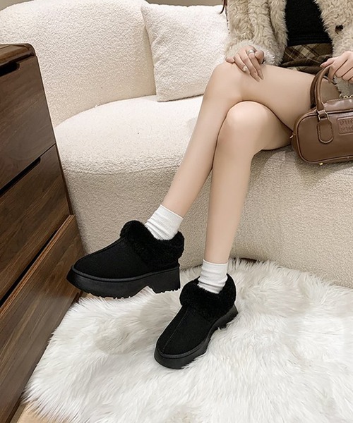 Lace Ladies（レースレディース）の「スエード調 厚底 ショート ムートン ブーツ（ブーツ・レディース・ブラック/ベージュ/ブラウン・22.5cm/23cm/23.5cm/24cm/24.5cm/25cm/22.5㎝）」の5枚目の写真