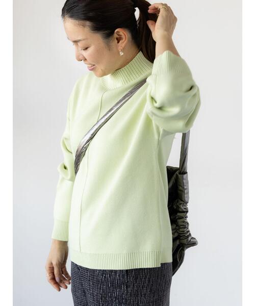 Lugnoncure（ルノンキュール）の「コットンタッチハイネックニット（ニット/セーター・レディース・ミント/チャコールグレー/ピンク/サックスブルー/オフホワイト・F）」の6枚目の写真