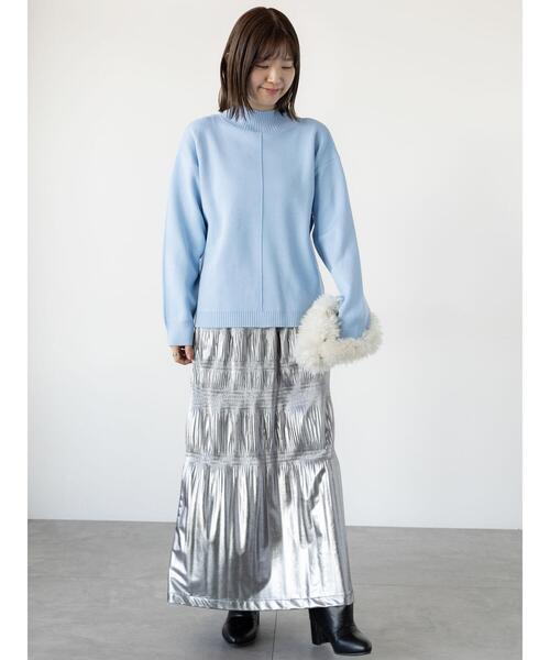 Lugnoncure（ルノンキュール）の「コットンタッチハイネックニット（ニット/セーター・レディース・ミント/チャコールグレー/ピンク/サックスブルー/オフホワイト・F）」の19枚目の写真