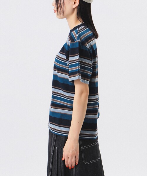 BEAMS BOY（ビームスボーイ）の「エンブロイダリー マルチボーダー ショートスリーブ Tシャツ（Tシャツ/カットソー・レディース・ネイビー/オレンジ/ピンク・1/2）」の17枚目の写真