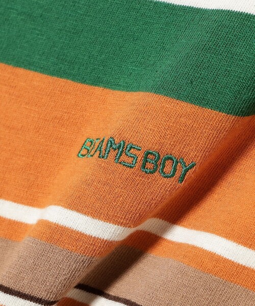 BEAMS BOY（ビームスボーイ）の「エンブロイダリー マルチボーダー ショートスリーブ Tシャツ（Tシャツ/カットソー・レディース・ネイビー/オレンジ/ピンク・1/2）」の9枚目の写真